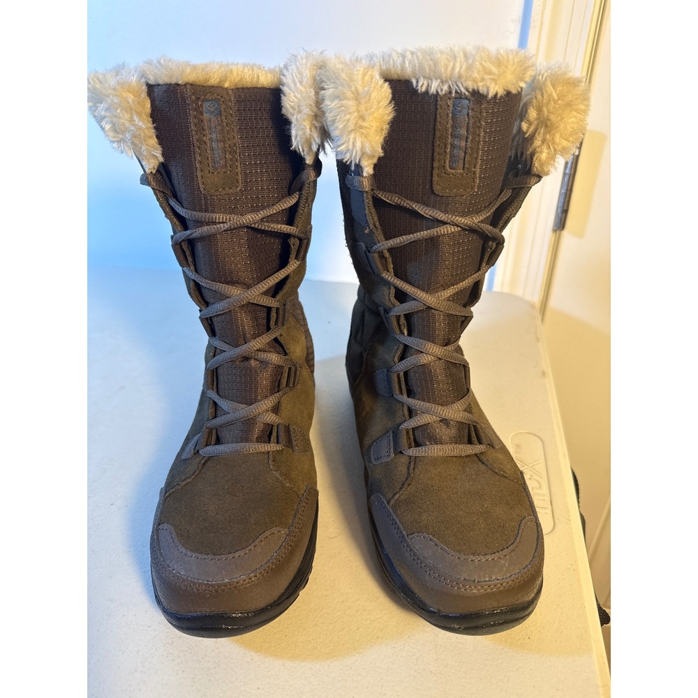 Columbia Ice Maiden II Women Suede Waterproof Winter Snow Boots Brown Faux Fur 8